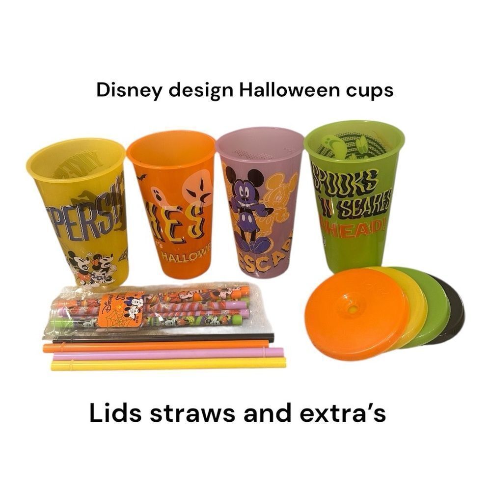 Disney Mickey Minnie Mouse Halloween Set Of 4 Glow in Dark Tumblers 24 Oz Zak